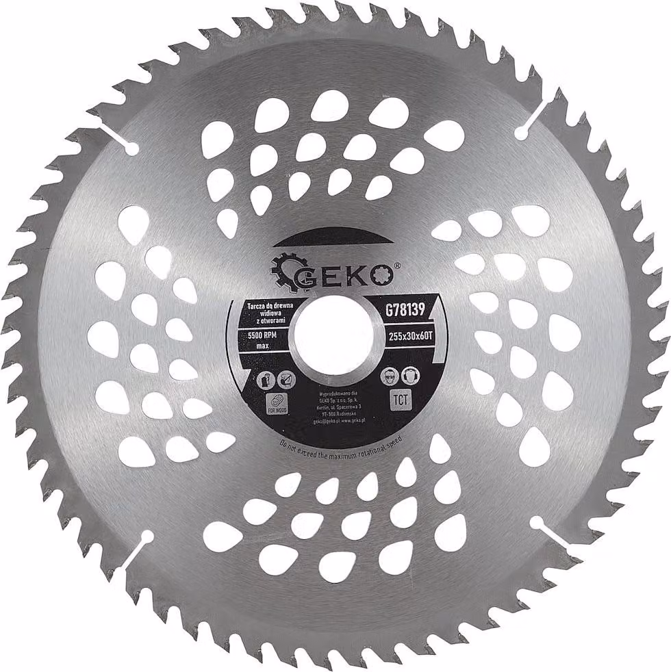 Disco in legno 255x30 mm con 60 denti per il taglio del legno