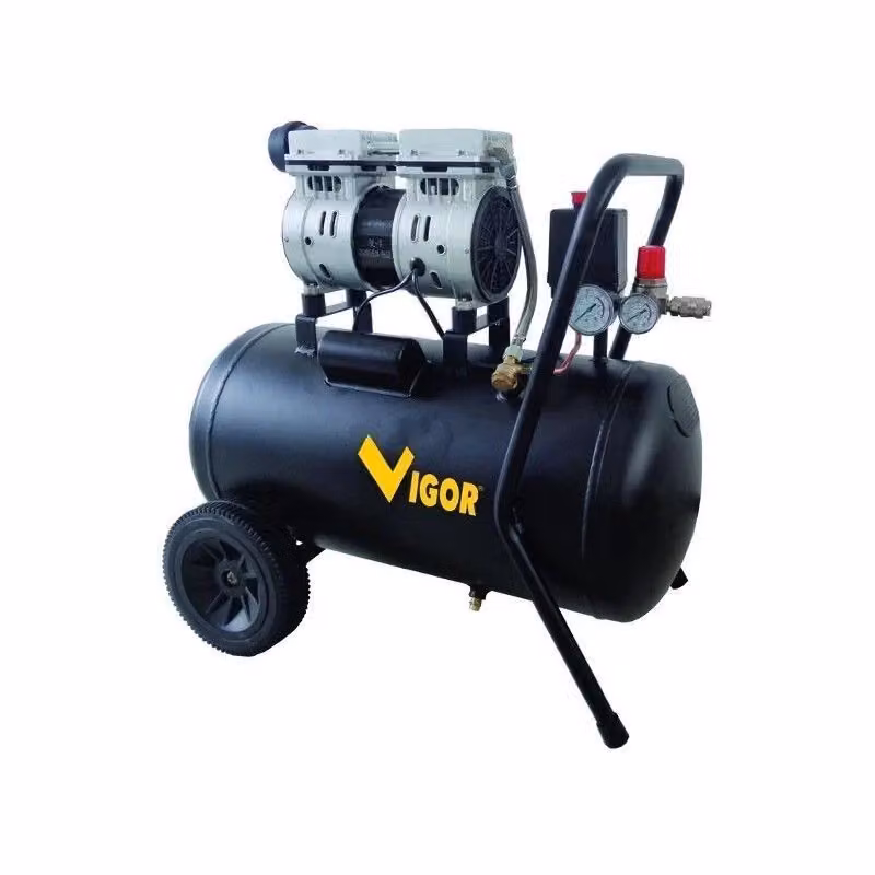 Compressore Silent Vigour VCA-S50 da 50 L, 750W, 2 Cilindri, Trasmissione Diretta, Senza Olio, Nero – 2
