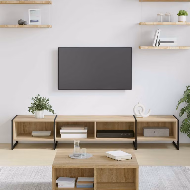 Mobile TV vidaXL in stile industriale, Rovere Sonoma e metallo, L: 170,5 cm, P: 36 cm, H: 30 cm