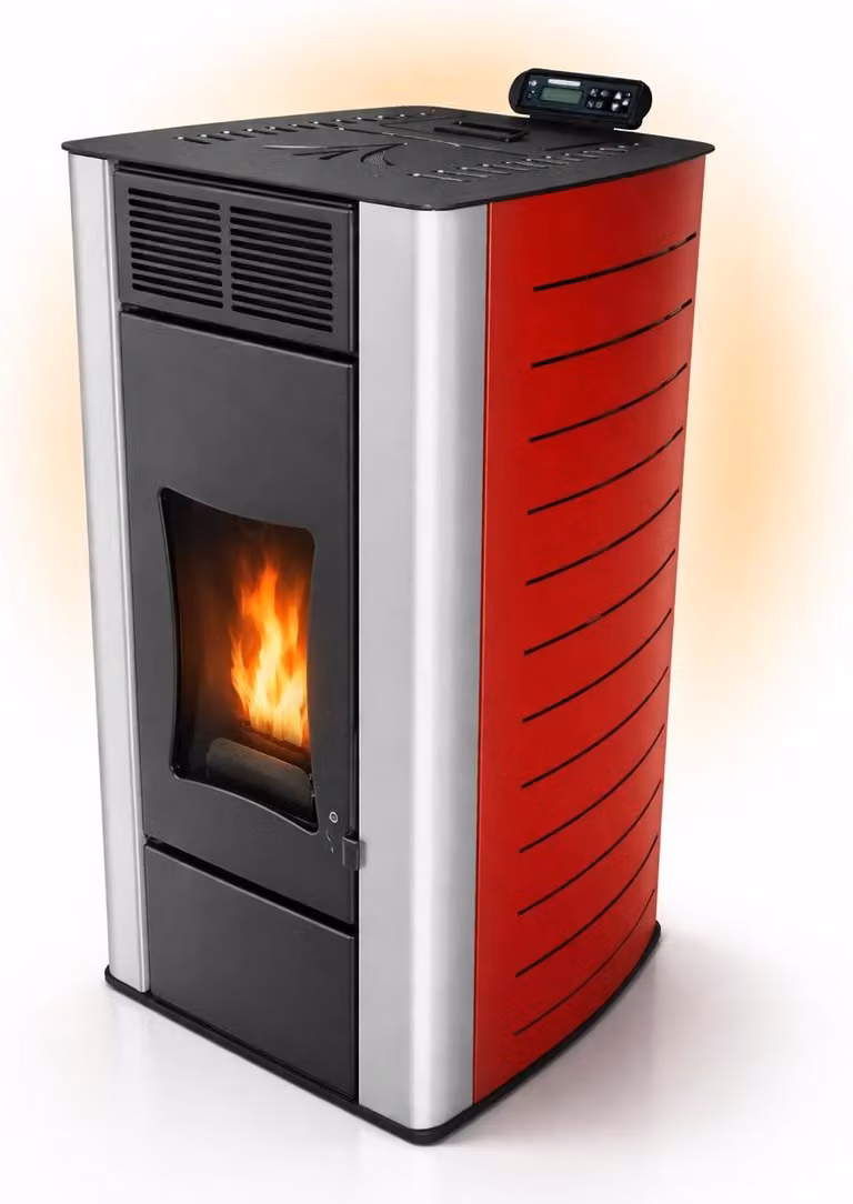 NEMAXX® P18 Stufa a pellet idro 18 kW,300 m³,A+,BAFA,riscaldamento centralizzato,40 kg serbatoio,12,5 kW acqua,ECO,timer,WiFi Ready,rosso