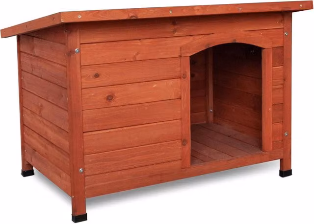 Cuccia per animali domestici Sugar di FRANKYSTAR in legno di pino verde e marrone con tettuccio apribile e pavimento rialzato per esterno L: 85 cm, P: 58 cm – 1