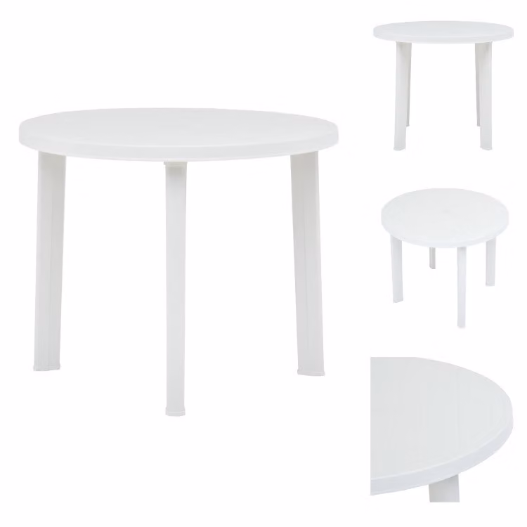 vidaXL Tavolo da giardino bianco 89 cm in plastica - Tavoli da giardino