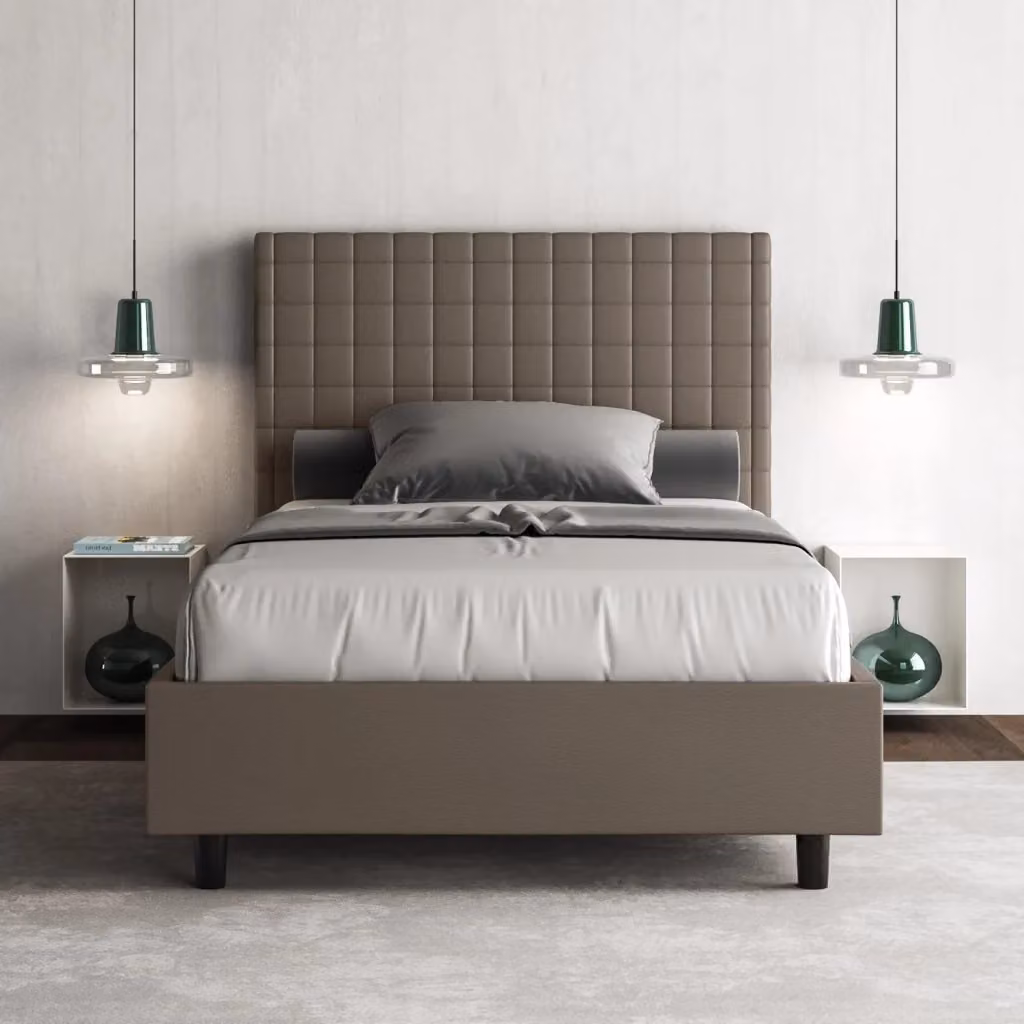 Letto Contenitore Moderno Giordanoshop con Base Lift Up e Struttura Imbottita Beige L: 122 cm, P: 210 cm, H: 135 cm – 2