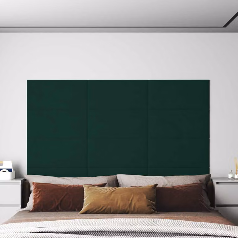 vidaXL Testiera da Parete Moderna in Velluto Verde con 12 Pannelli Imbottiti