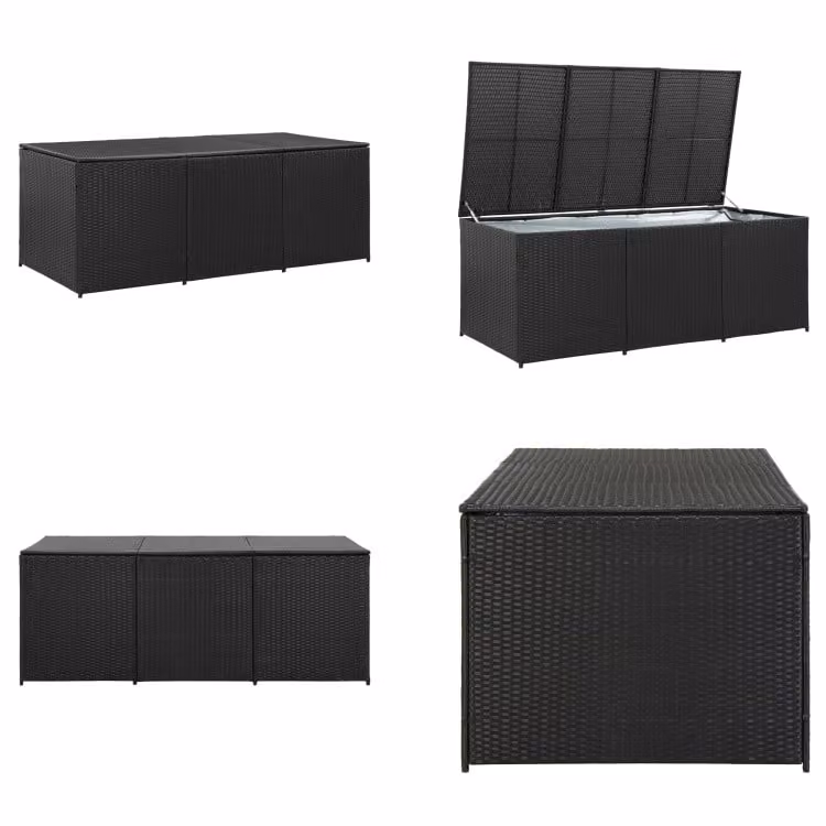 vidaXL Cassetta da giardino in rattan 180x90x70 cm nero - Cassetta da giardino - Cassette da giardino - Cassette da giardino - Cassette da giardino