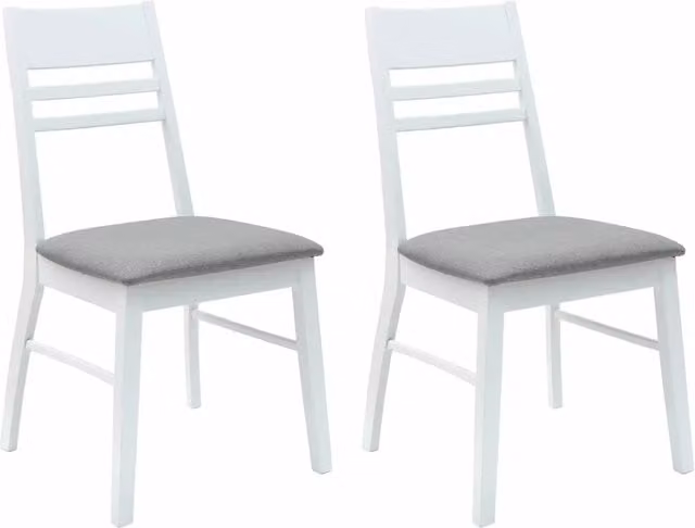 Set di 2 sedie da pranzo e cucina in stile minimalista con struttura in legno di gomma e rivestimento in tessuto bianco opaco L/P/H: 43 x 54 x 89 cm – 1