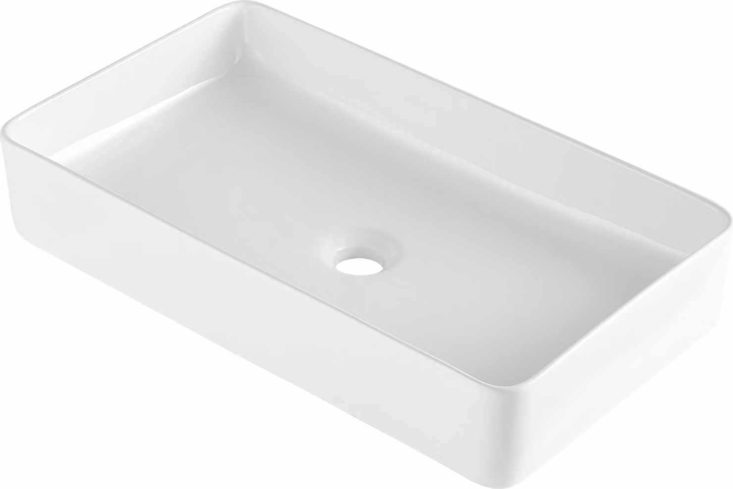 SucceBuy lavabo da appoggio in Vetroceramica bianco chiaro, moderno, rettangolare 609 x 351 x 112 mm, adatto a più postazioni
