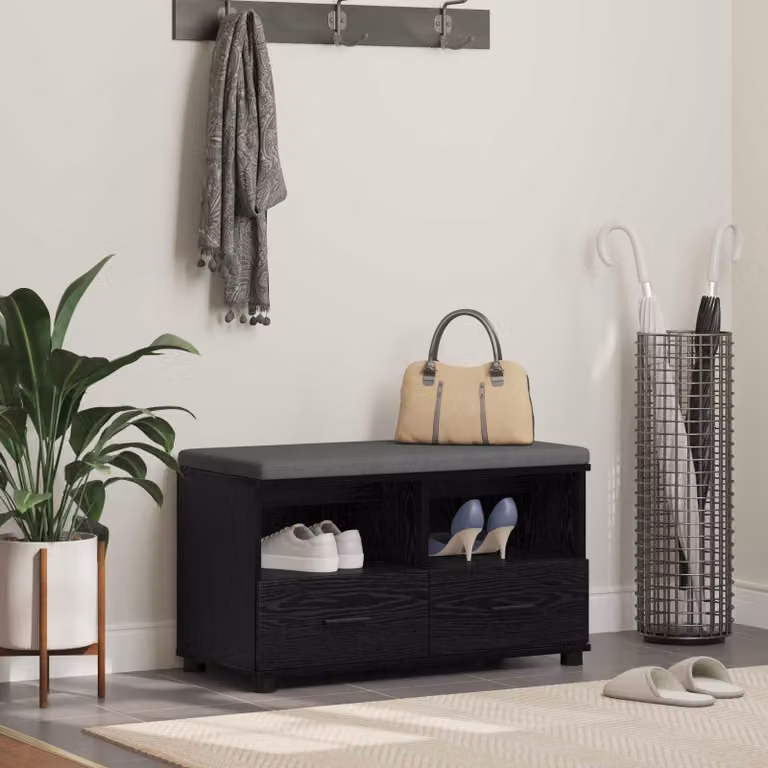 Panca per ingresso con scarpiera moderna vidaXL in nero e grigio L 80 x P 38 x H 46 cm