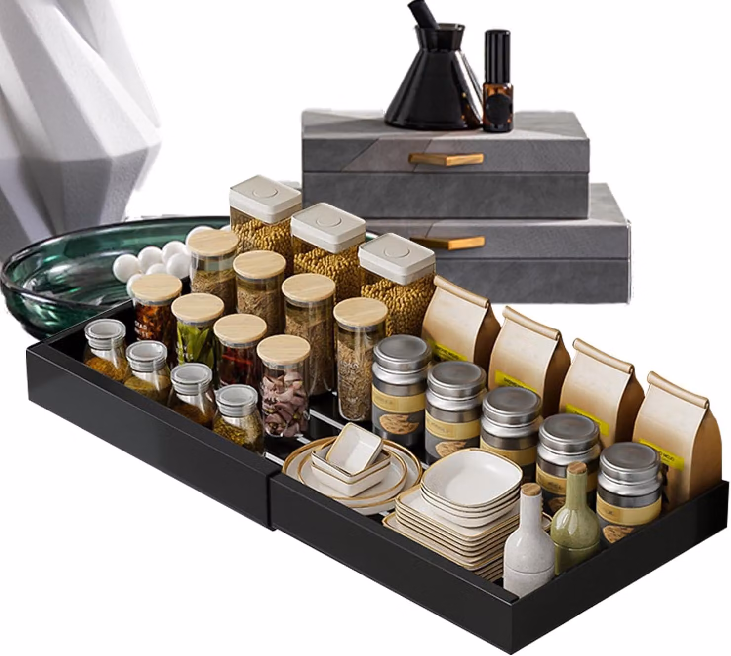Organizzatore estraibile per mobili sottolavello, scaffale multifunzionale e resistente per cucina e bagno, senza necessità di foratura