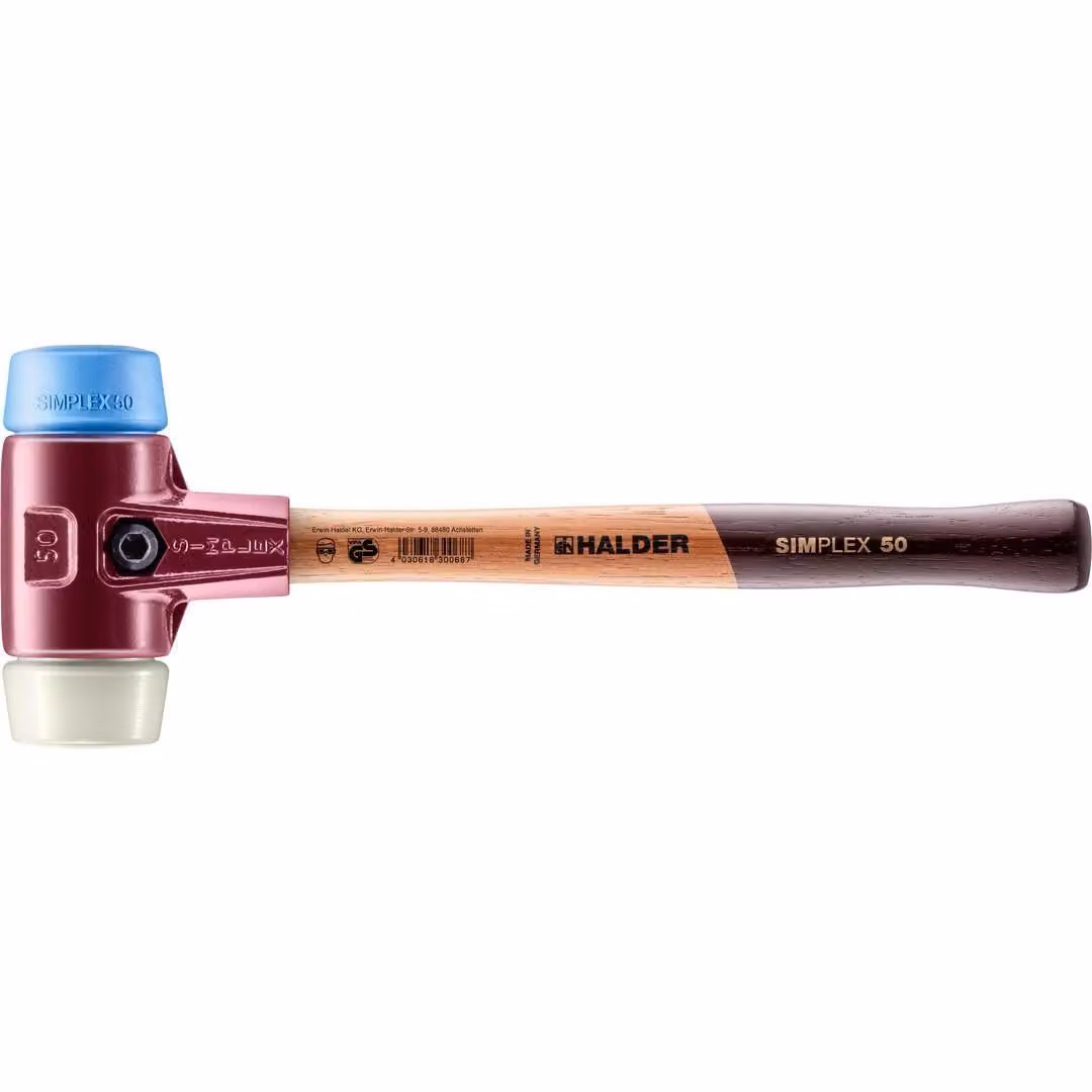 Mazza SIMPLEX soft-face con alloggiamento TE e manico in legno, Ø 50, TPE-soft / nylon