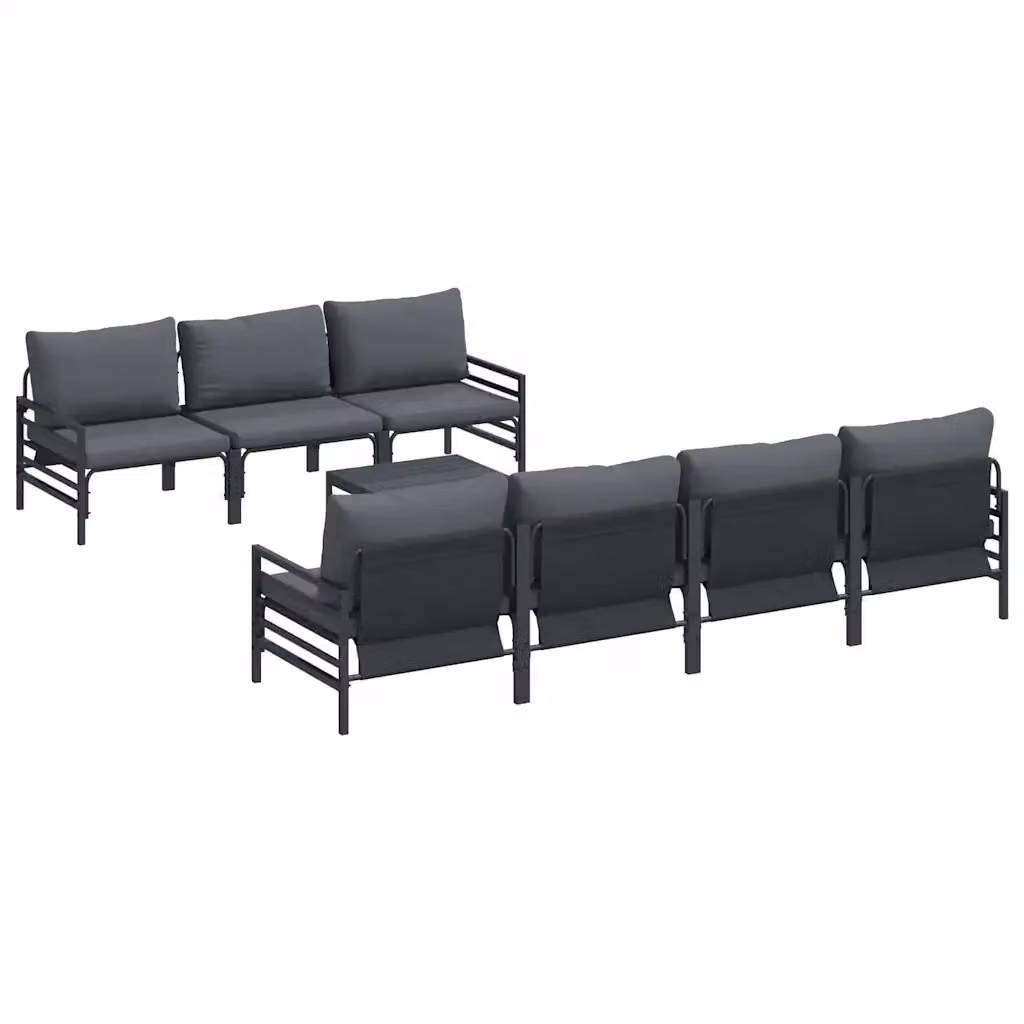 Set Divano da Giardino Moderno vidaXL 8 Pezzi Nero con Acciaio Verniciato a Polvere e Cuscini Inclusi – 2
