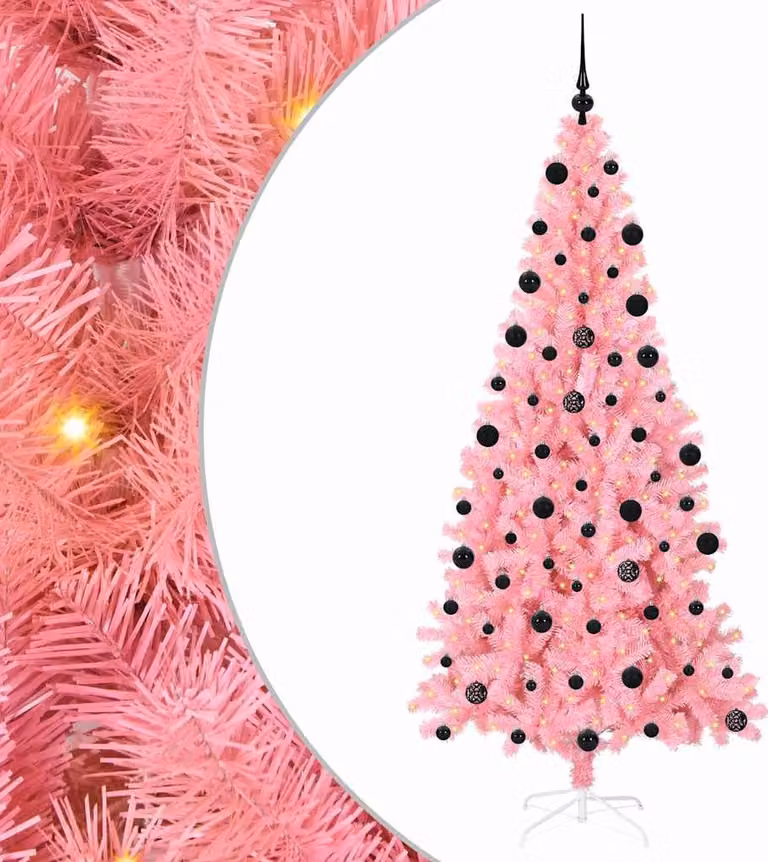 Albero di Natale con 300 LED con supporto Rosa 210 cm PVC