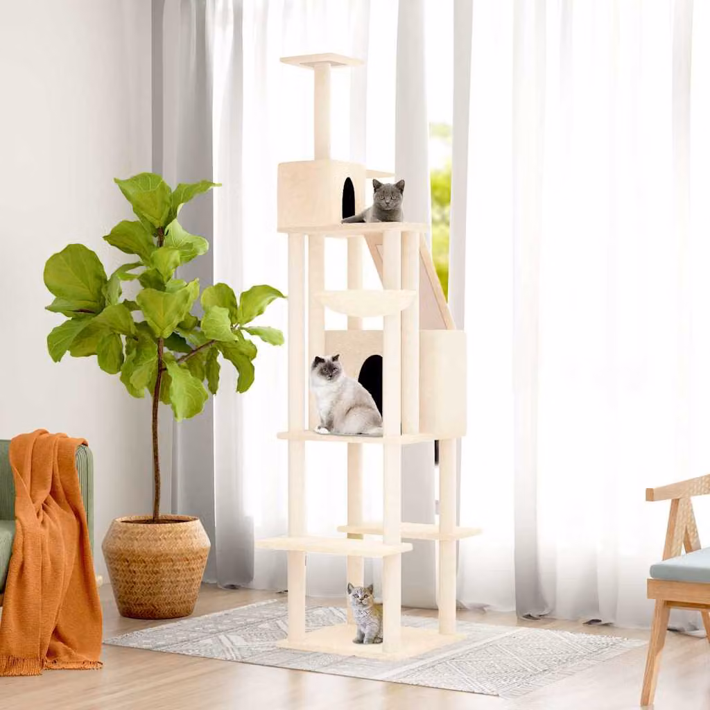 Albero per gatti vidaXL con tiragraffi in sisal, colore beige, Altezza: 201 cm
