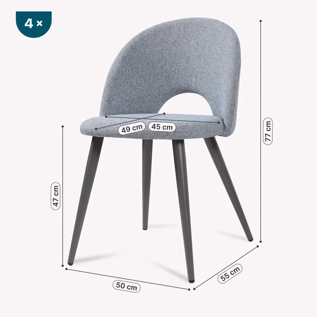 Set di 4 sedie da sala da pranzo imbottite Karijoki con rivestimento in tessuto grigio scuro en.casa – 2
