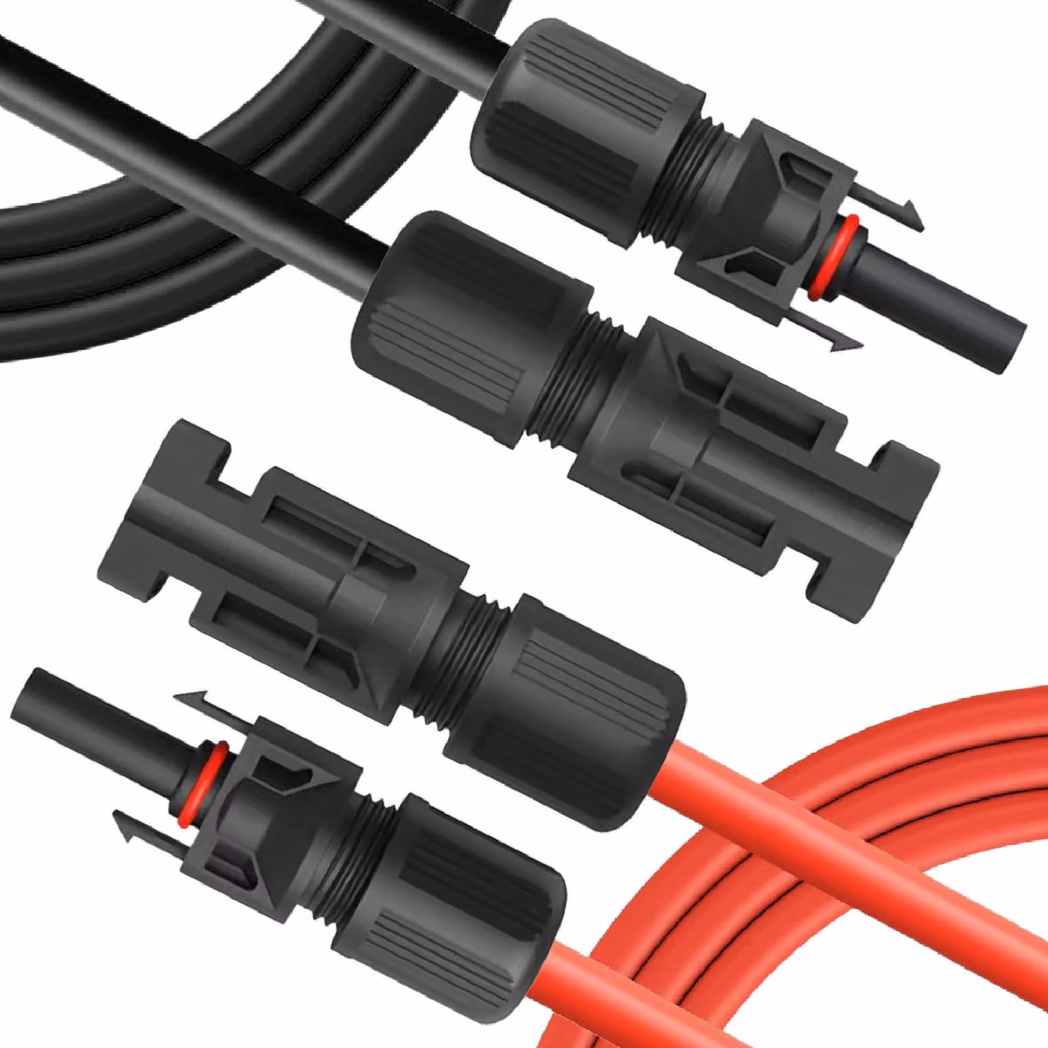 Cavi solari, cavi di prolunga per impianti solari, cavi con connettori, sezione 1500V / 40A, 4mm² e 6mm²