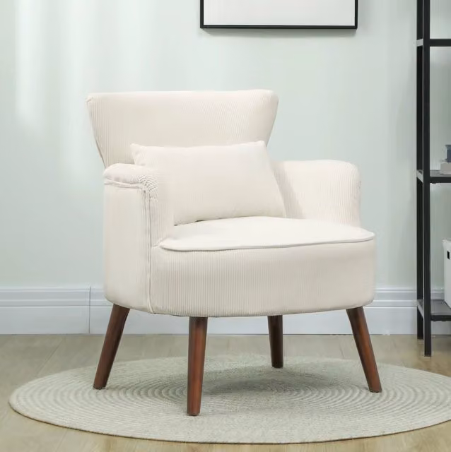 Poltrona 69 x 69,5 x 78 cm bianco crema – schienale alto e braccioli arrotondati
