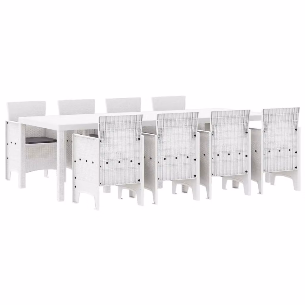 Set da pranzo per giardino e terrazza vidaXL in polyrattan grigio e bianco, 9 pezzi – 2