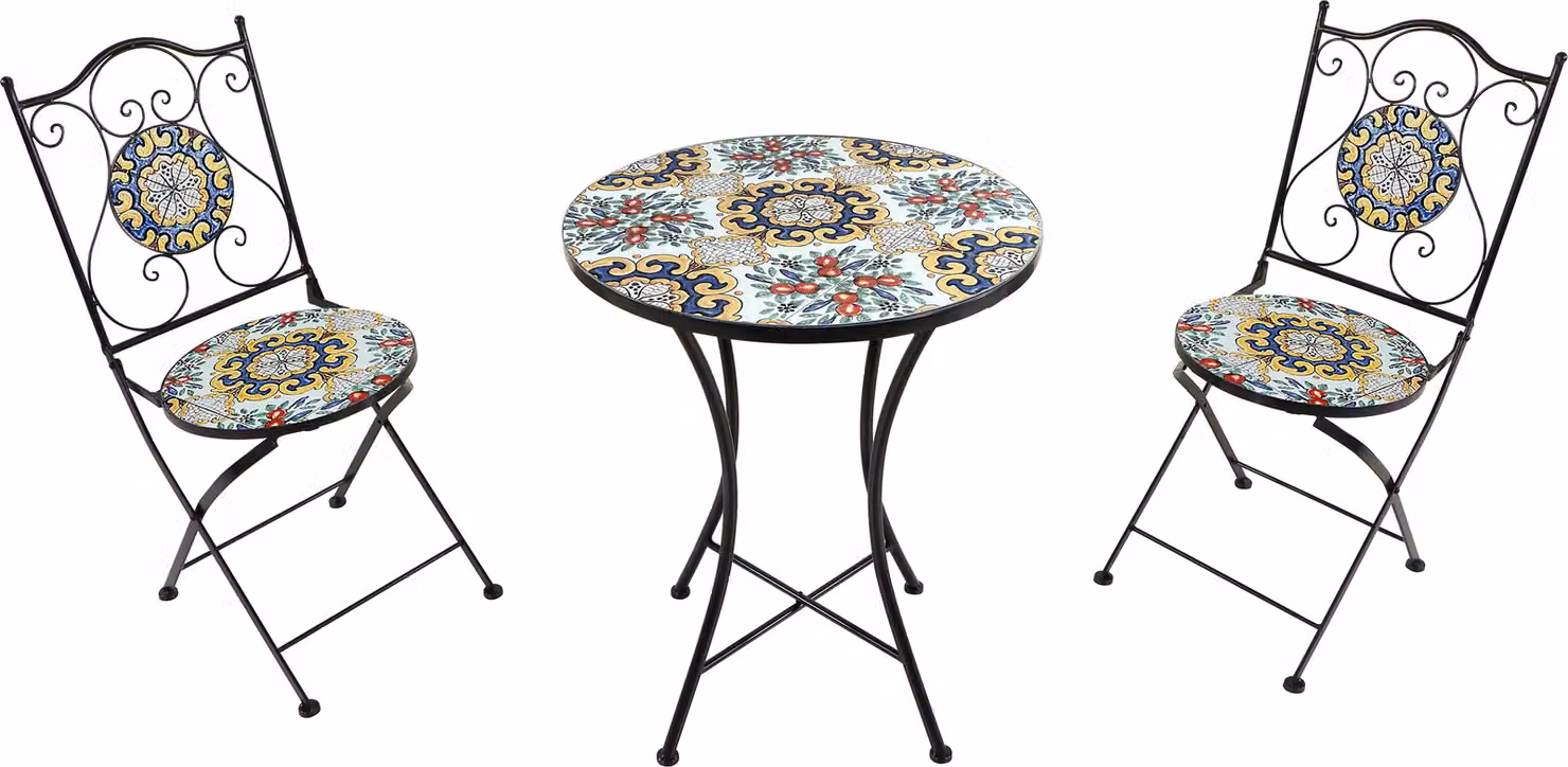 AXI Amélie Set Bistrot da Balcone, 2 Sedie 1 Tavolo, Set Bistrò Veranda Autentico - Set Bistro da Giardino, Tavolo Bistro a Mosaico per Giardino/Balcone/Terrazza