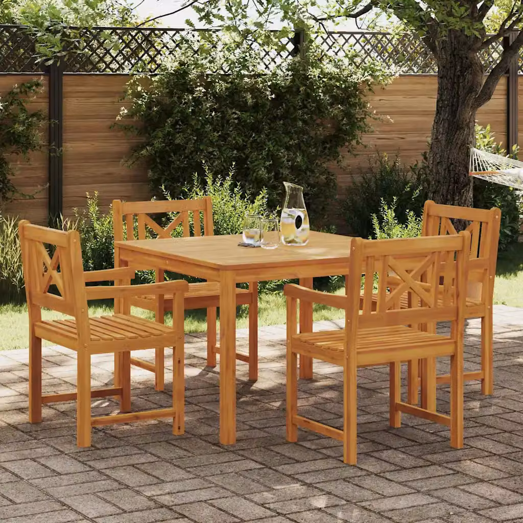 Set da pranzo per giardino vidaXL in legno di acacia marrone, composto da 5 pezzi – 1