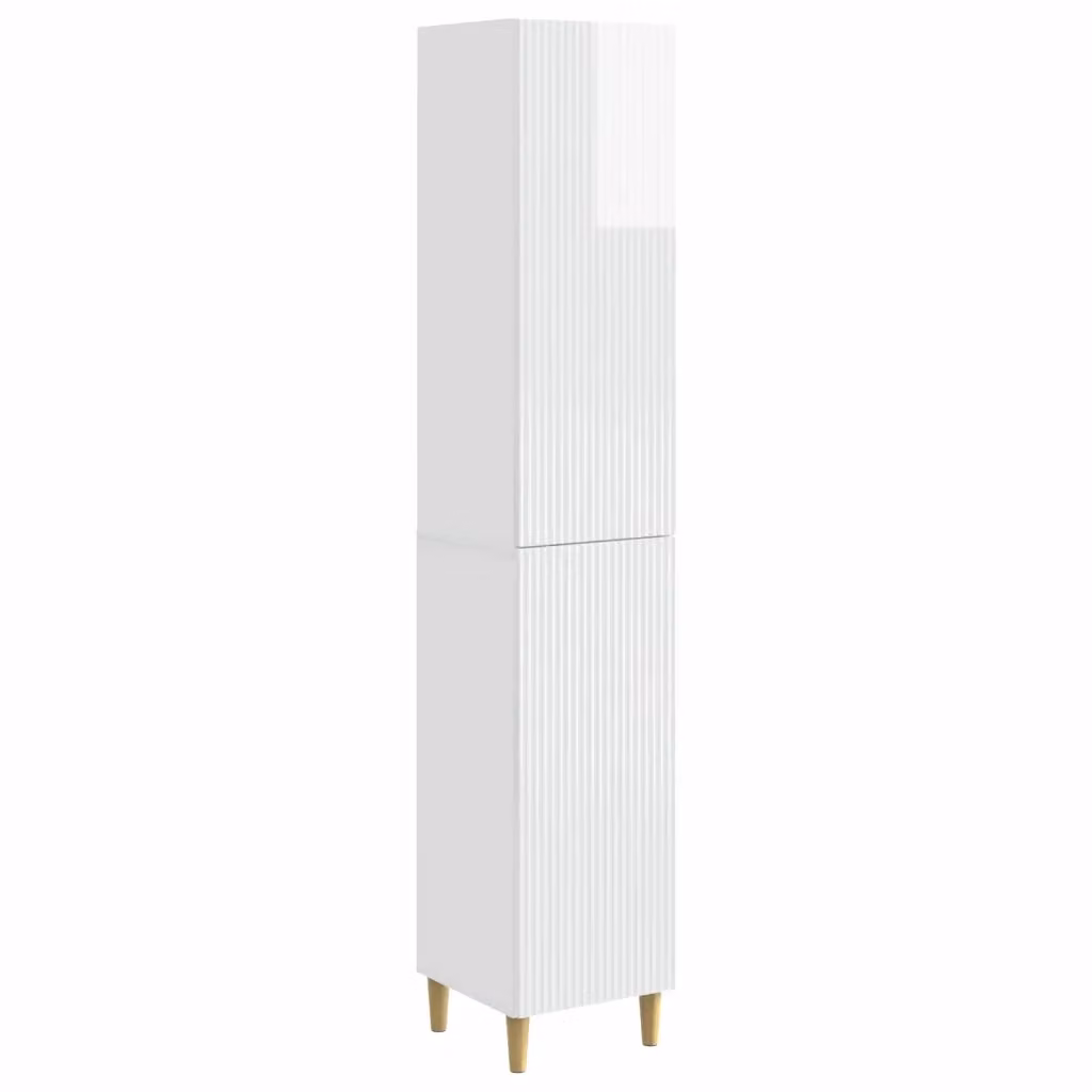 Set di 2 armadi moderni vidaXL in MDF bianco lucido con ante scorrevoli e cassetti interni – 2