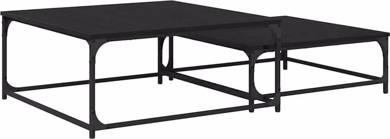 Tavolino da salotto 2 pcs Rovere Nero Legno multistrato