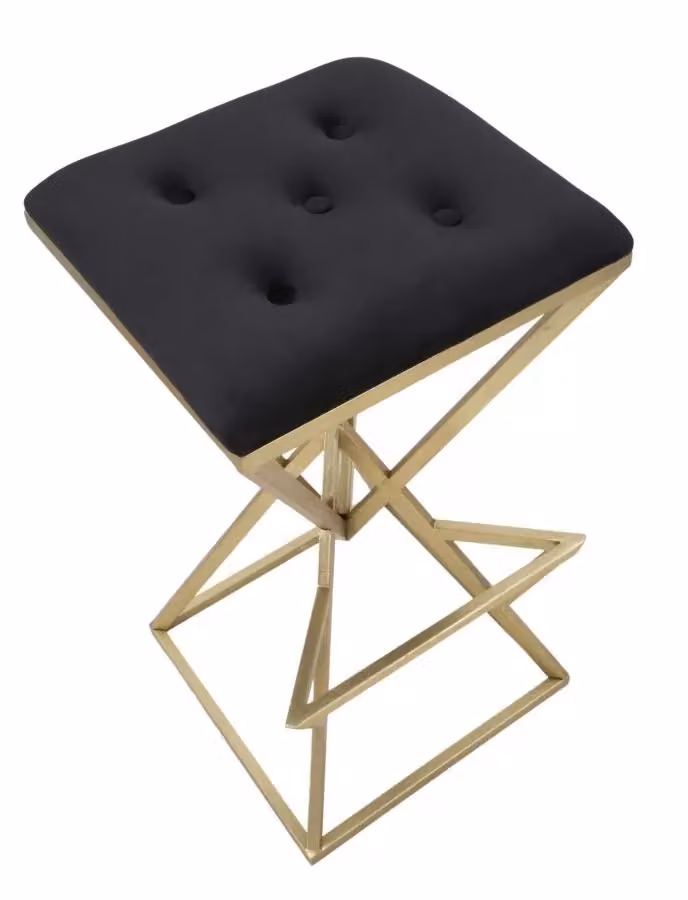 Sgabello da bar Charme1921 in velluto nero e oro con struttura in metallo L/P/H: 40 x 40 x 75 cm – 2