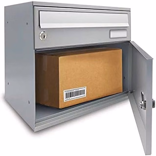 Cassetta Postale da Esterno ALUBOX EASYBOX con Vano Portapacchi e Serratura in Lamiera Zincata e Alluminio, Colore Argento, L 33 cm x P 40 cm x H 27 cm – 1