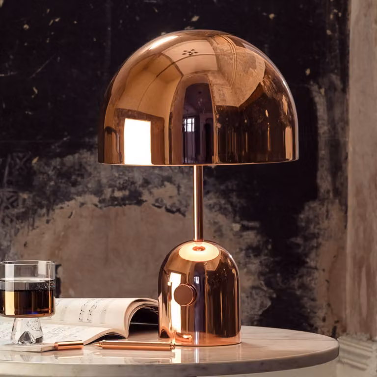 Tom Dixon Lampada da tavolo di design Bell, dimmerabile, Rame, Soggiorno / Sala da pranzo, Metallo, Design, Lampada da tavolo