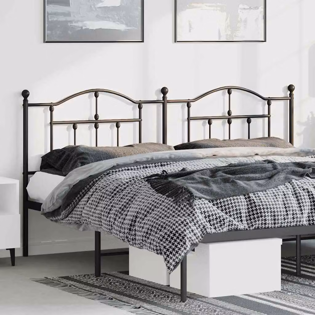 Testiera di ricambio vidaXL in metallo nero laccato, stile classico, L: 198 cm