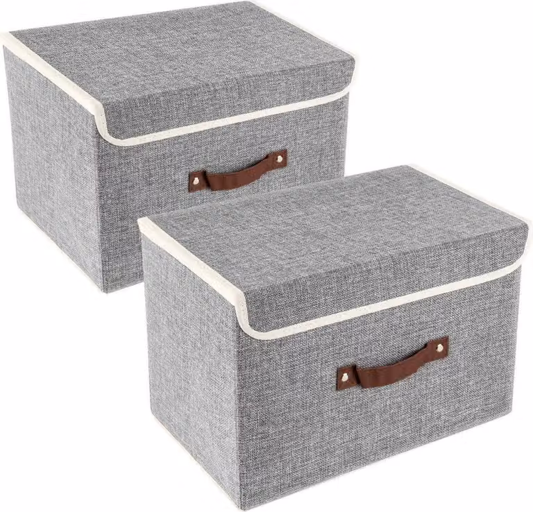 TYEERS Contenitore pieghevole con coperchio 38x25x25 cm 2 pezzi Grigio