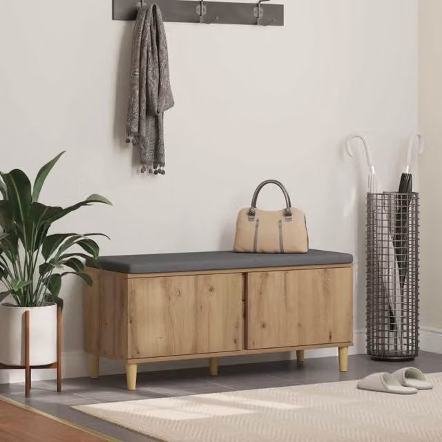 Panca da ingresso con porta scarpe vidaXL in legno rovere marrone L 110 x P 38 x H 46 cm
