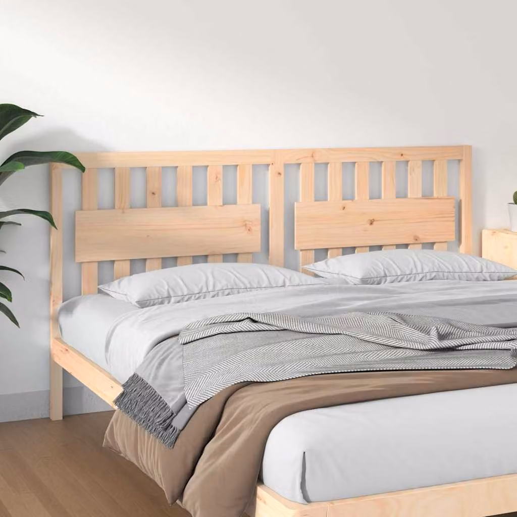 Testiera per letto vidaXL in legno massello di pino rustico, colore beige/marrone, L: 185,5 cm, P: 4 cm, H: 100 cm