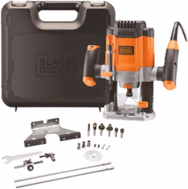 Fresatrice Black+Decker KW1200EKA Qs da banco, colore nero e arancione