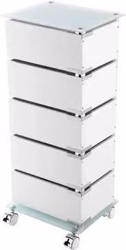 Carrello da bagno Inbagno bianco con 5 cassetti girevoli in acciaio e vetro, H 91,5 x L 38,0 x P 30,0 cm