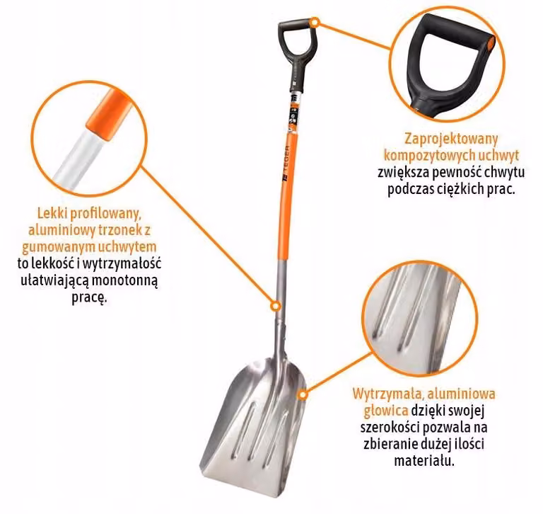 Pala universale in alluminio Teger, modello stretto, 138 cm