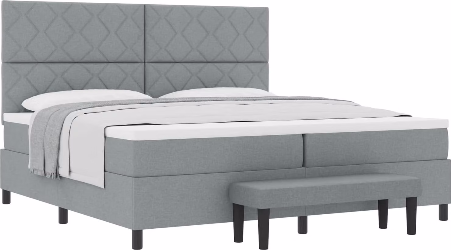 Letto a molle con materasso Grigio chiaro 200 x 200 cm Tessuto