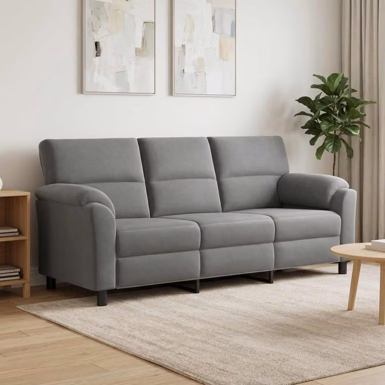 Divano moderno vidaXL in velluto grigio scuro con struttura in metallo L: 214 cm, P: 85 cm, H: 93 cm