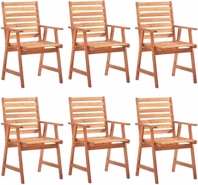 Set di 6 sedie da pranzo da esterno vidaXL in legno di acacia massello con cuscini beige e marroni