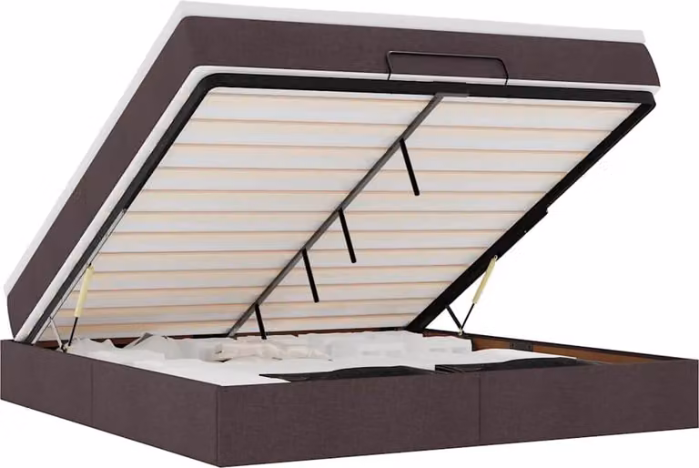 vidaXL Ottoman letto con materasso marrone scuro 180x200 cm tessuto