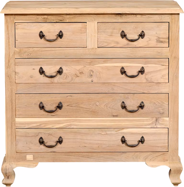 Cassettiera Abetare 90 cm in legno massiccio con cassetti e maniglie in metallo