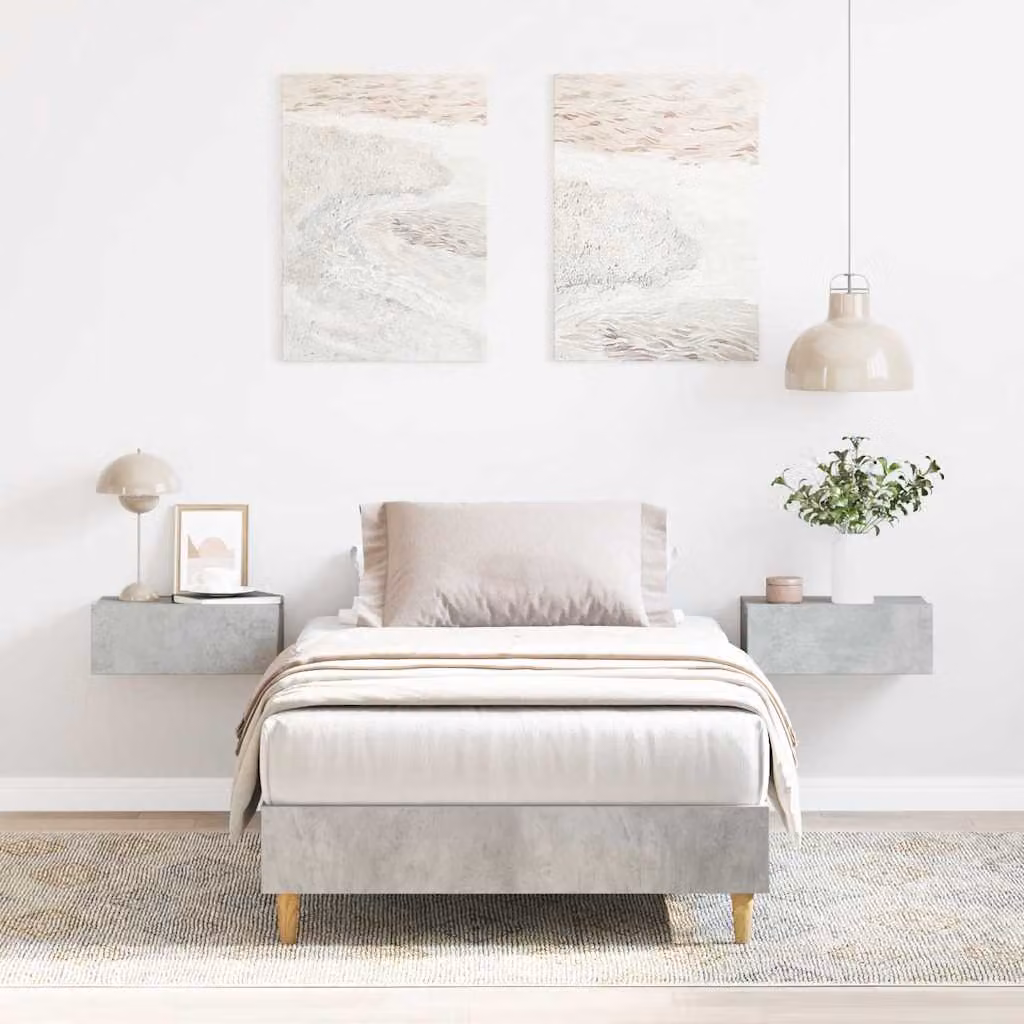 Giroletto vidaXL senza materasso in legno e MDF, Grigio Cemento, L/P/H: 90 x 190 cm