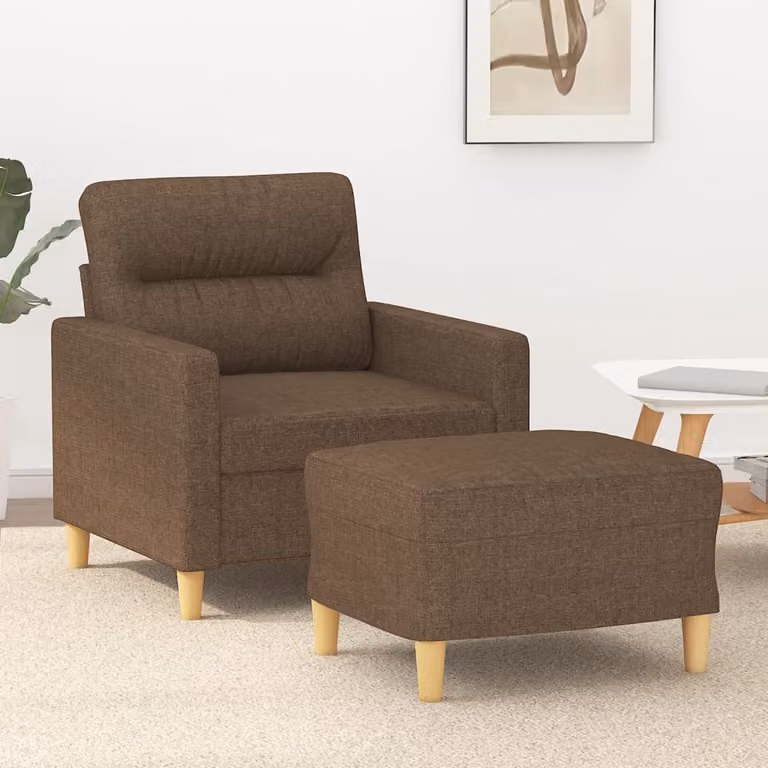vidaXL Poltrona Lounge con Poggiapiedi Marrone in Tessuto e Struttura in Metallo e MDF