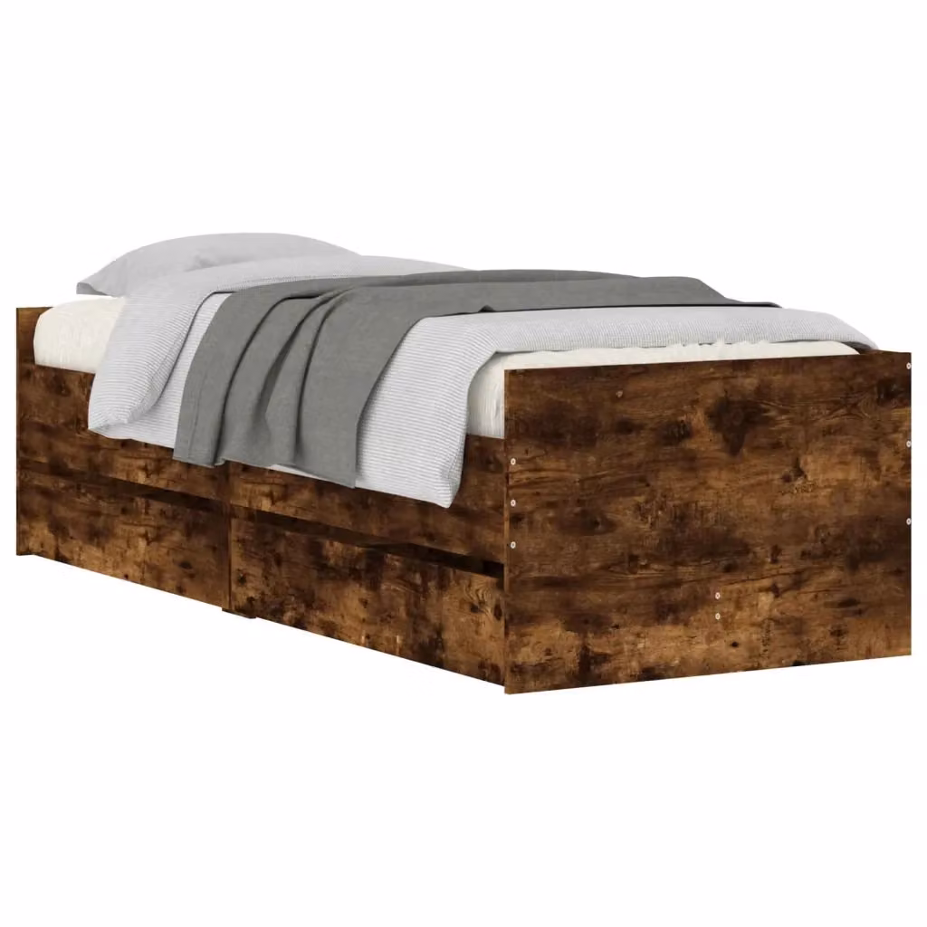 Struttura letto con cassetto in pino massello stile rustico vidaXL colore marrone – 2