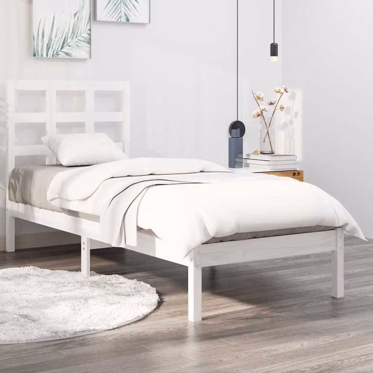 Giroletto vidaXL in legno massello di pino bianco con doghe fisse L/P: 80 x 190 cm