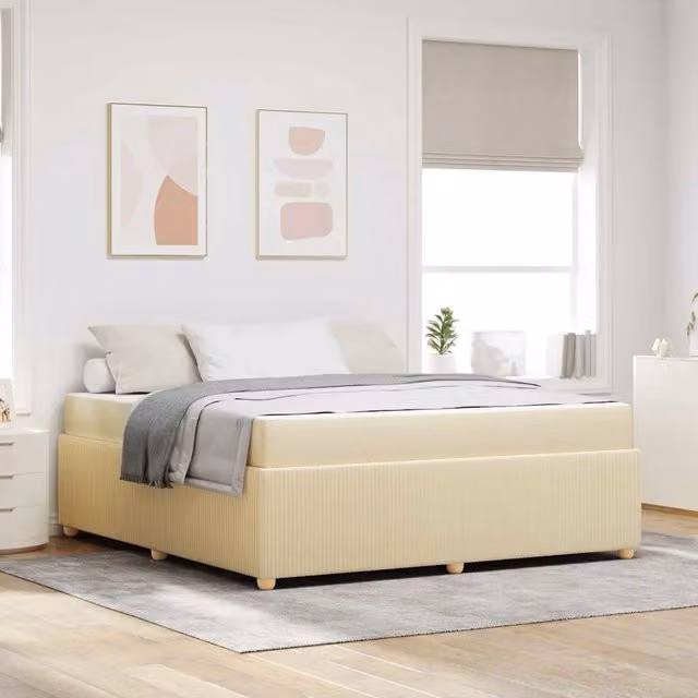 Struttura del letto imbottita vidaXL in tessuto beige L 180 x P 200 cm