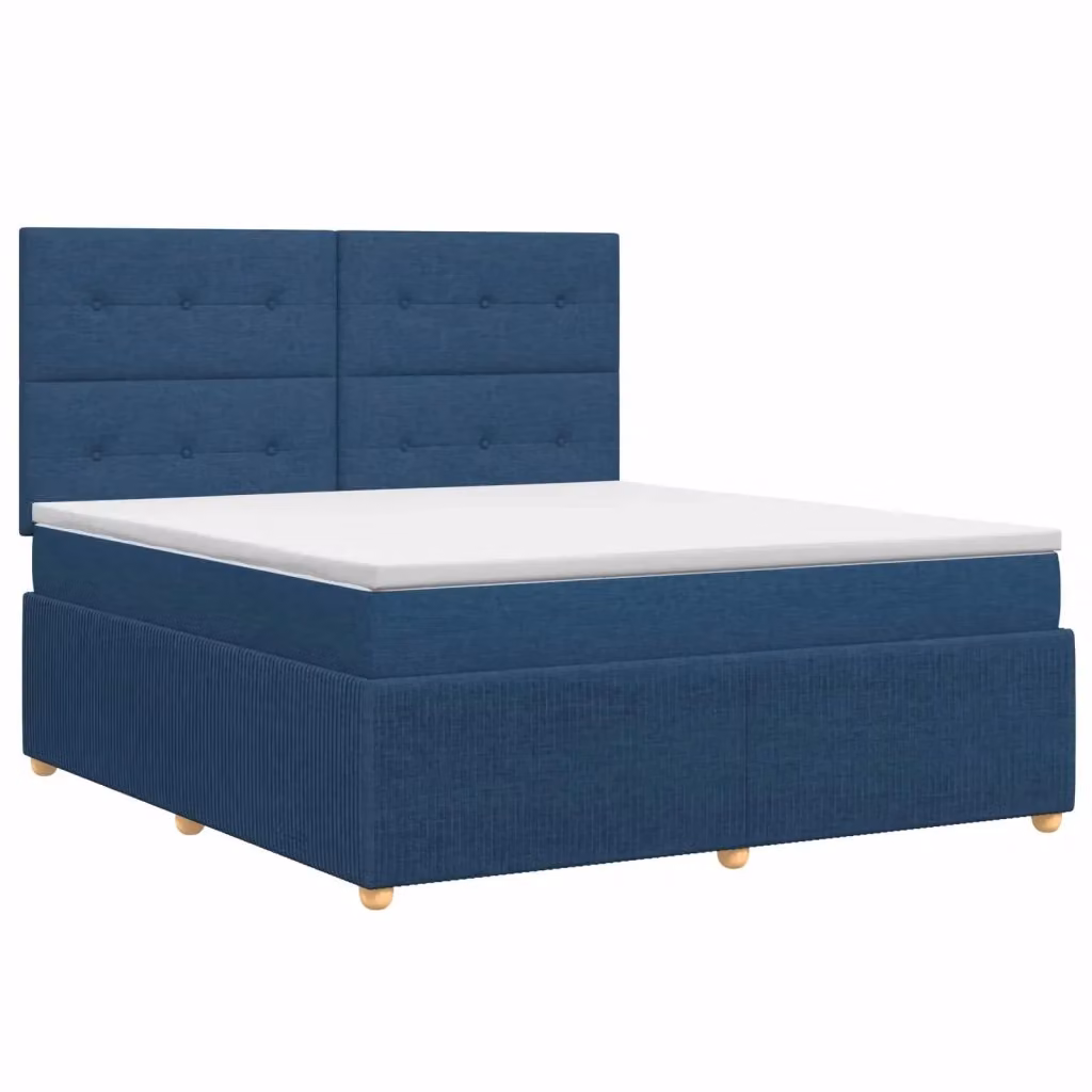 Letto box spring con materasso vidaXL in tessuto blu e bianco L/P: 180 x 200 cm – 2
