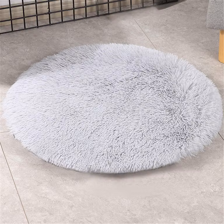 Tappetino per cani, cuccia per animali domestici, in morbido peluche, lavabile, color grigio chiaro, diametro 100 cm