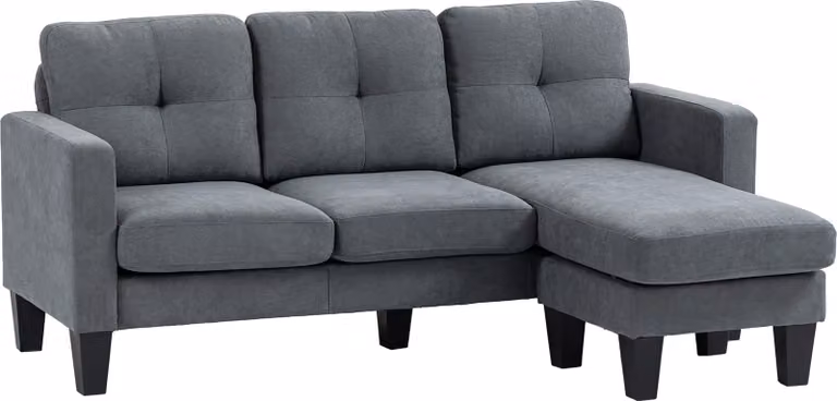 Divano ad angolo HOMCOM con chaise longue reversibile, a forma di L, effetto lino