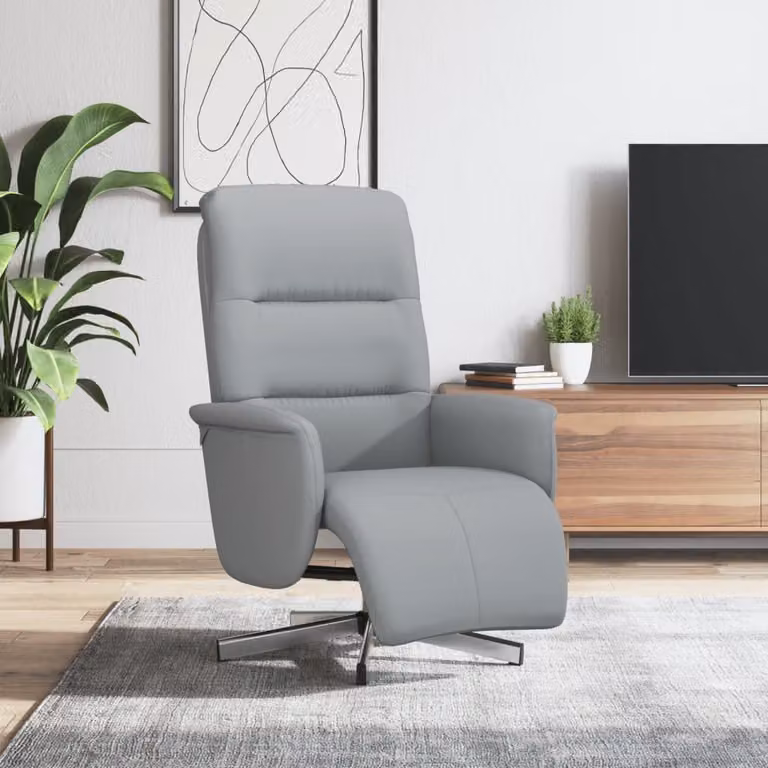 Maison Exclusive - Poltrona relax con poggiapiedi, color grigio chiaro, rivestita in tessuto