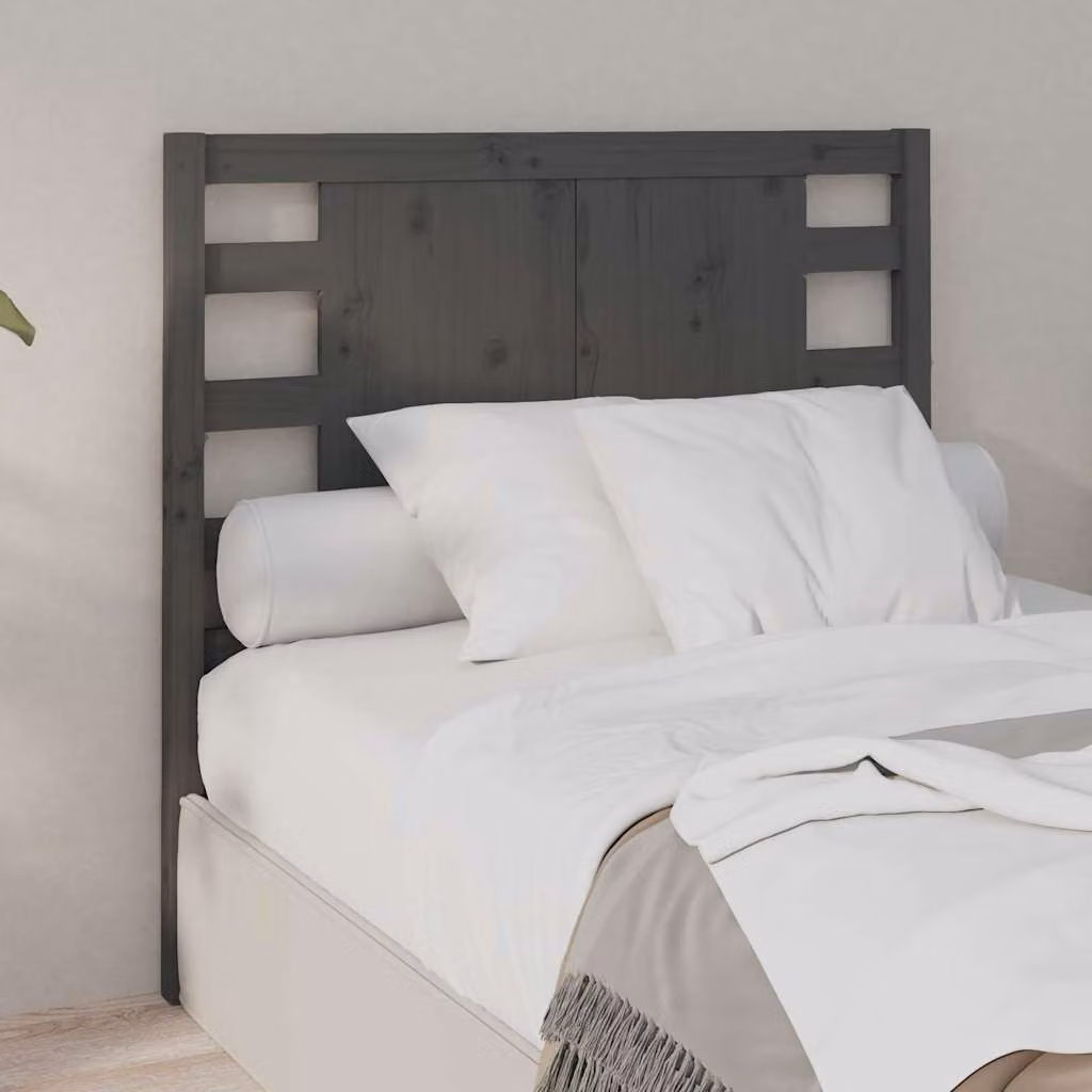 Testiera per letto vidaXL in legno massello di pino, colore grigio, stile rustico, L: 96 cm, P: 4 cm, H: 100 cm